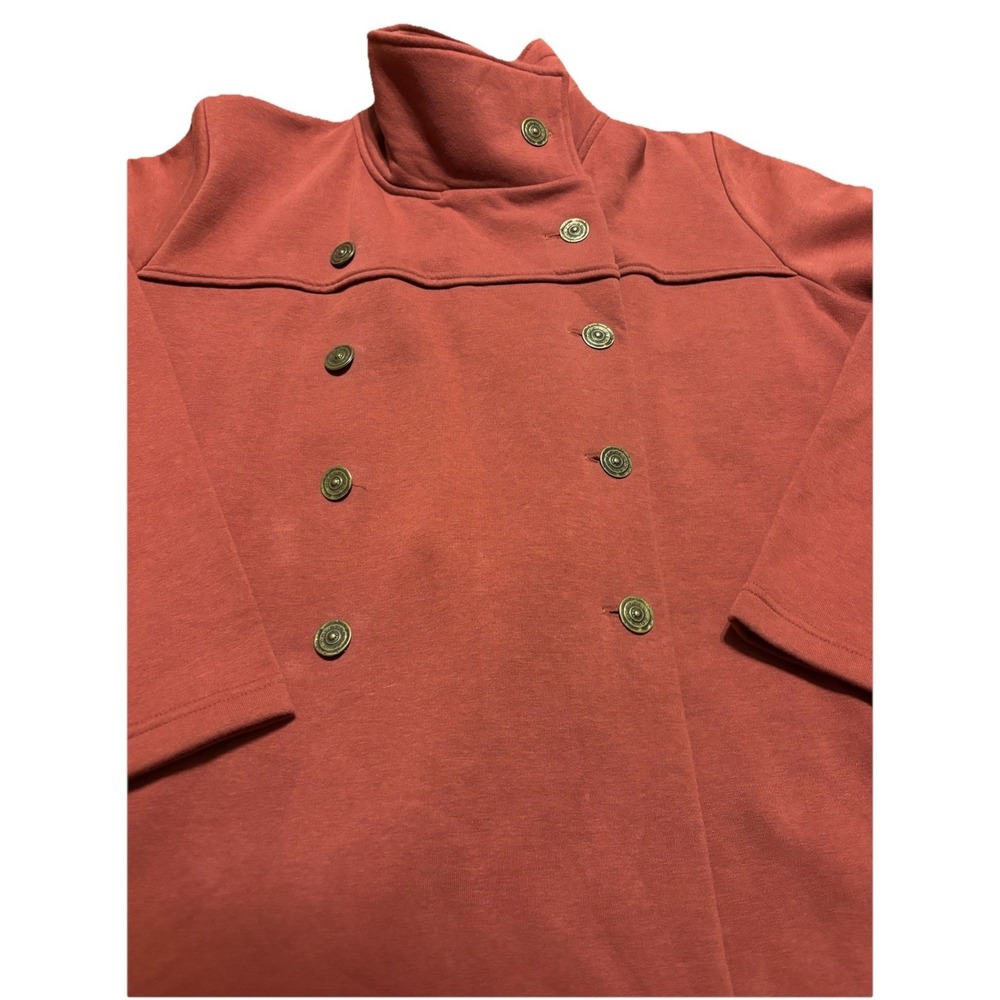 Soft Surroundings Women's Double Breasted Cotton Blend Dusty Red Jacket Sz Large - Picture 3 of 11